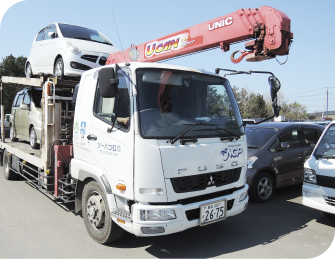 ローダートラック完備。動かない車でも引取りに伺います。